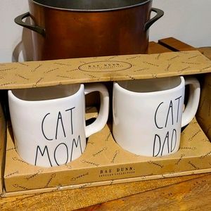 Rae Dunn Coffee Mug Set- Cat Mom and Cat Dad